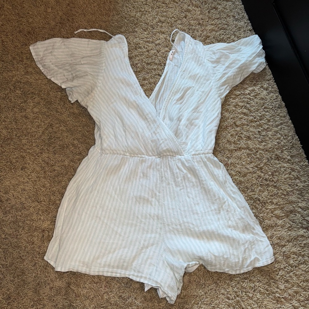 White Striped Romper